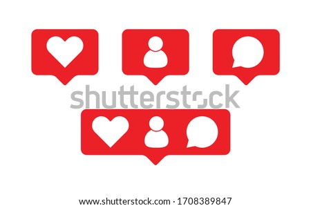 Bubble like and comment icon, infographic for mobile app design. Vector flat illustration