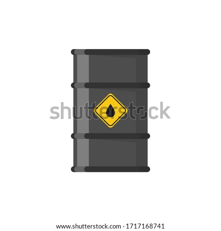 Black oil barrel on white background. Vector illustration in flat style.