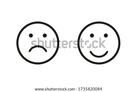 Sad and happy symbol, isolated flat icon. Vector illustration for wab design
