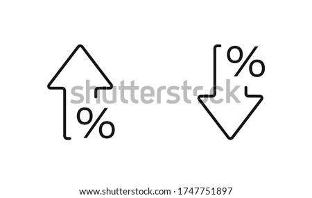 Percent arrow isolated icon in line style. Vector business concept in flat.