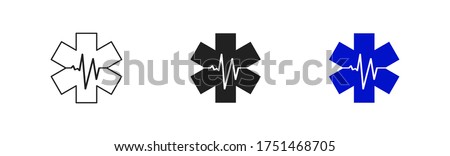 Emergency medical icon star on white background. Flat set vector illustration