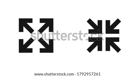 Arrow inside and out in square black icon. Set direction pointer abstract symbol. Vector flat illustration