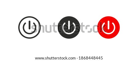 Power button. ON and OFF set icons. Vector black and flat icon, energy sing symbol.