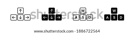 Keyboard button arrow and WASD set icon. Simple minimal flat vector for app and web design