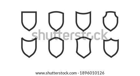 Shield black outline icons. Vector isollaed safety protect icon