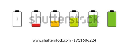 Battery charging phone set icon. Vector illustration flat design