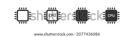 Central processing unit isolated icon. CPU computer chip.  Symbol, logo vector illustration.