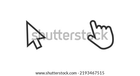 Computer mouse pointer icon. Touch computer mouse. Arrow and hand button. Vector isolated illustration