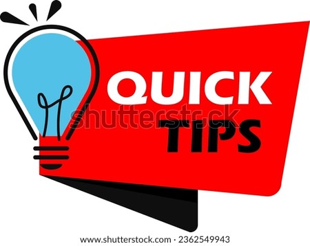Quick tip logo with light bulb. Quick tips, tooltips, useful tricks, and hints for websites. Vector icon of solution, advice. Useful ideas, solutions and tricks. Top tip advice note icon.