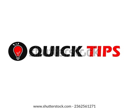 Quick tip logo with light bulb. Quick tips, tooltips, useful tricks, and hints for websites. Vector icon of solution, advice. Useful ideas, solutions and tricks. Top tip advice note icon.