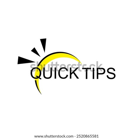 Quick tip logo with light bulb. Quick tips, tooltips, useful tricks, and hints for websites. Vector icon of solution, advice. Useful ideas, solutions and tricks. Top tip advice note icon.