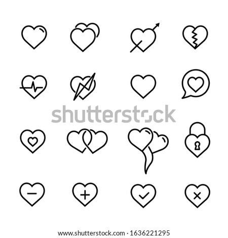 set of heart line icons.Stroke vector illustration on a white background. Modern outline style icons collection.