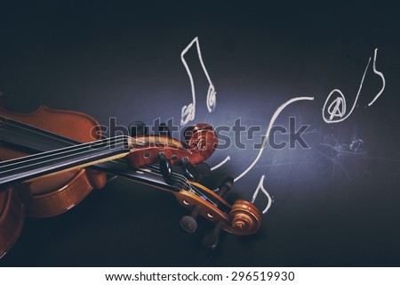 Classic music violin vintage close up