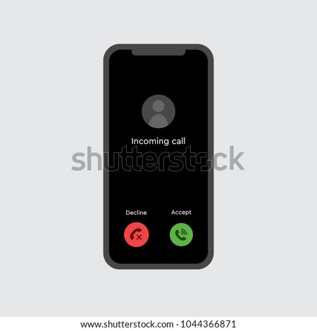 Abstract flat design simple vector accept ringing smartphone concept. Telephone symbol isolated on a white background illustration