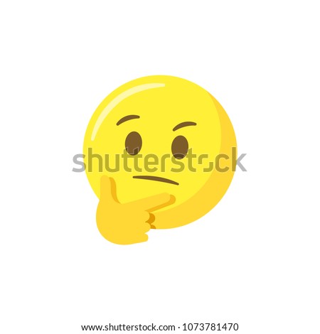 Abstract flat design vector thinking face emoticon face and thumb isolated on a white background