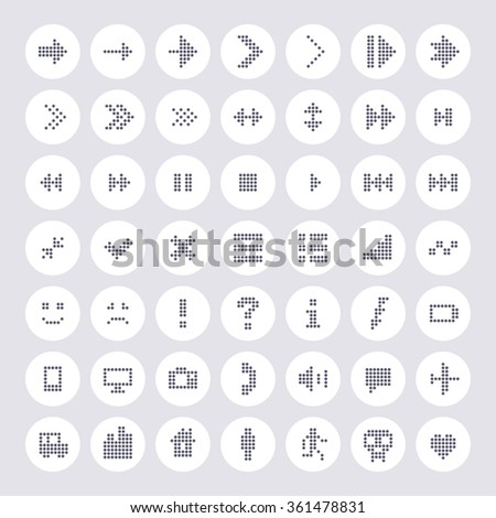 Abstract flat vector dotted icon and arrows bright color collection