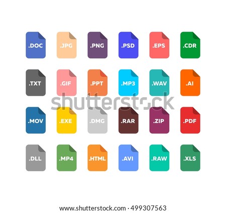 Simple flat style file type / extensions icon set