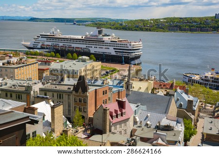 Lower town of Old Quebec city and St Lawrence river. Canada. A UNESCO World Heritage Site