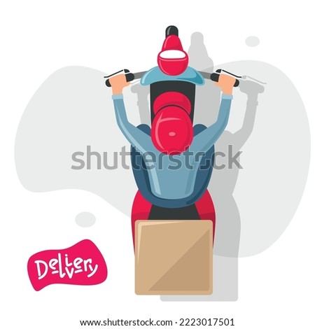 Delivery boy top view vector illustration