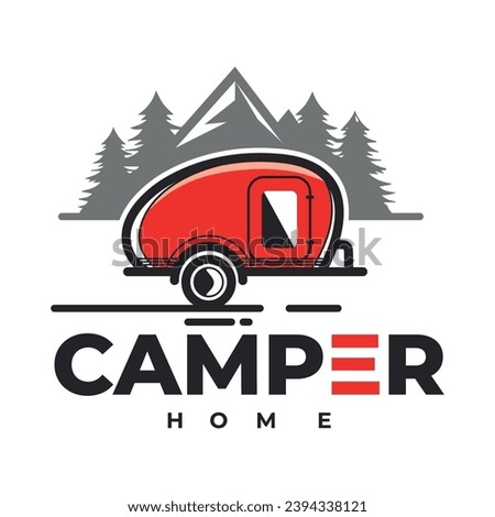 Camper trailer icon, Camper vector Illustration isolated. Images produced without the use of any form of AI. software