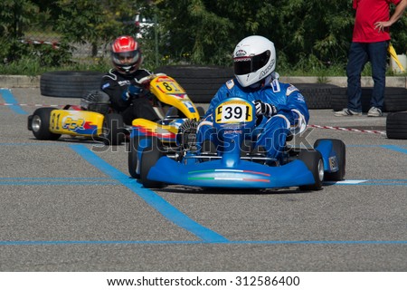 Cantu , Italy -7 September 2014 : exhibition open to the public go-kart : karting in wake