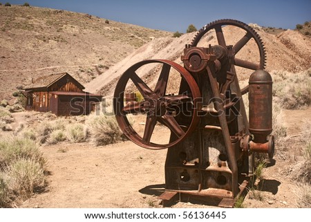 Mining Equipment and mining shack from Berlin Ghost Town near Reno, Nevada- Berlin Ichthyosaur State Park