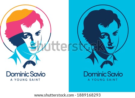 Saint Dominic Savio, A youth Catholic Saint of Saint John Bosco Vector and Logo