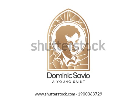 Saint Dominic Savio Logo Vector Stained Glass Catholic Youth Logo