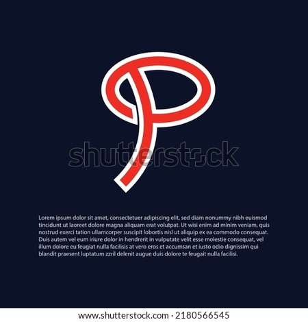 modern logo Letter P, red color, monogram, typography. logo symbol
