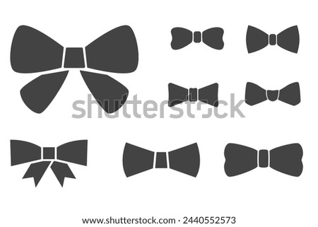 set tie bow silhoutte, vector illustration tie icon isolated on white background