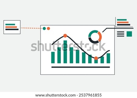 Data analitycs search and SEO graphic icons vector illustration.