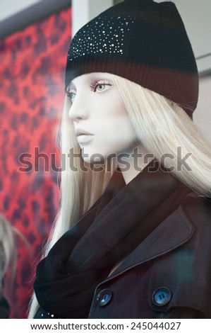 mannequin winter fashion in a showroom