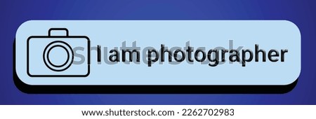 A vector rendering I am photographer sign icon with camera icon isolated on blue background. Creative photographer sign icon for templates, software and apps.
