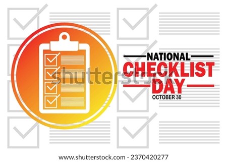 National Checklist Day. October 30. Holiday concept. Template for background, banner, card, poster with text inscription. Vector EPS10 illustration.