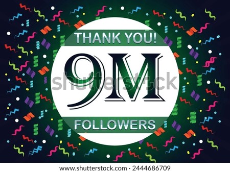 Thank you 9m followers, nine million followers. Suitable for social media post background template. 