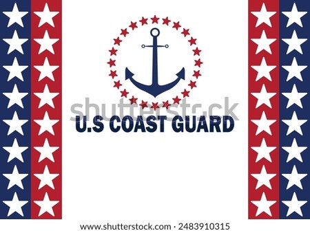 US Coast Guard. Holiday concept. Template for background, banner, card, poster with text inscription. Vector illustration.