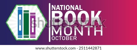 National Book Month. October. Suitable for greeting card, poster and banner. Vector illustration.