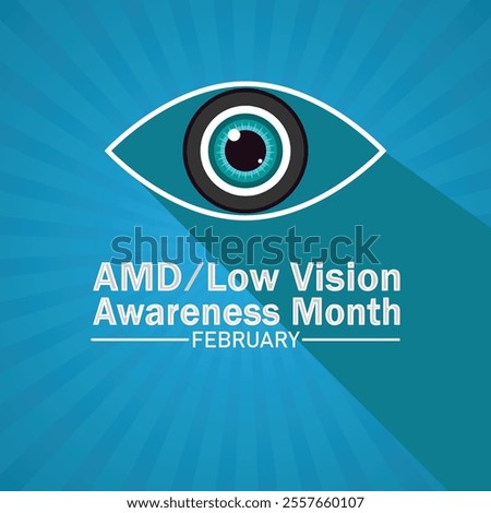 AMD Low Vision Awareness Month. February. Holiday concept. Template for background, banner, card, poster with text inscription. Vector illustration