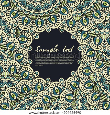 Card. Vintage decorative elements. Hand drawn background. Islam, Arabic, Indian, ottoman motifs.