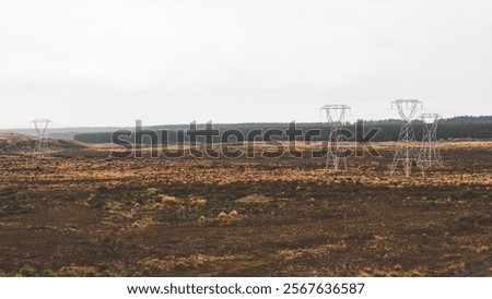 Image, Stock Photo surreal | power pole in morning light as reflection in a puddle