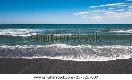 Similar – Image, Stock Photo Picturesque view of sandy beach at sunset