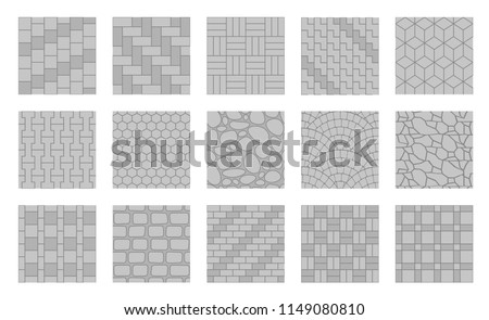 Set of vector street pavements. Top view.