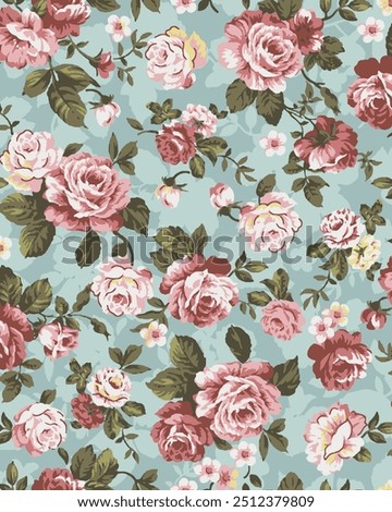 textile design with beautiful rose flowers pattern image