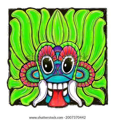 Sri Lanka cultural historic falk dance traditional mask  style  of devil, yaka, Raksha, face mask, face, digital, graphic, painting illustration art  Stok fotoğraf © 