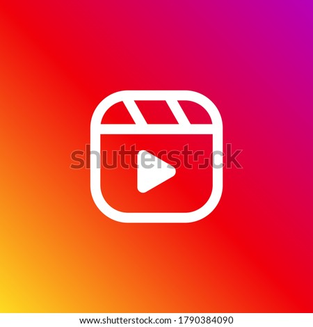 Popular social media Instagram reels button, play button modern vector icon on a gradient background