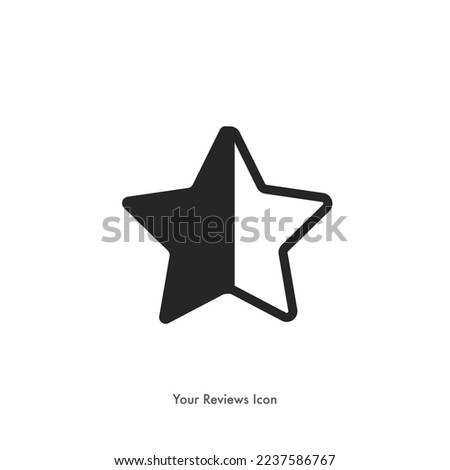 social media Instagram shopping review icon. star half outline half filled. rating, favorite symbol. outline, flat, isolated, vector icon