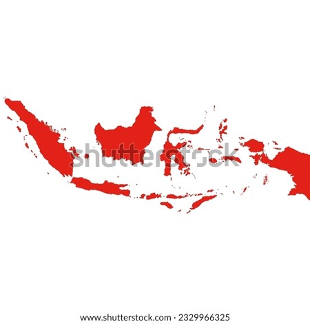 Indonesia Map Vector Edition or Peta Indonesia Vector. Indonesian map silhouete red white.
