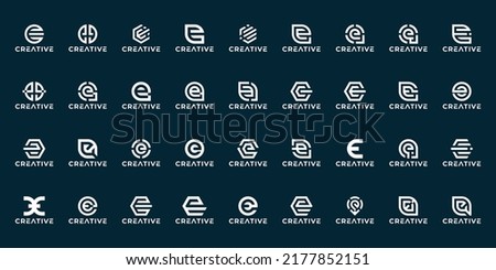 set of monogram initial E logo design with variation shapes.