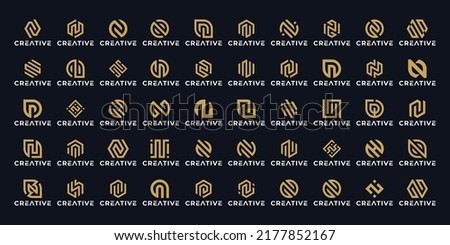 set of initials monogram N logo design. Creative initial letter N logo.