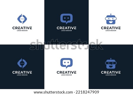Set of collection letter O combine with bot logo design. Foto stock © 
